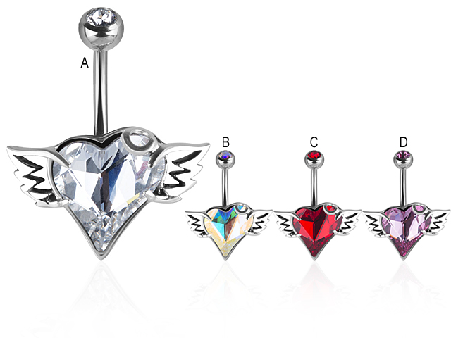 TITANIUM SWAROVSKI® CRYSTAL HEART ANGELWING BANANA (SETTING)