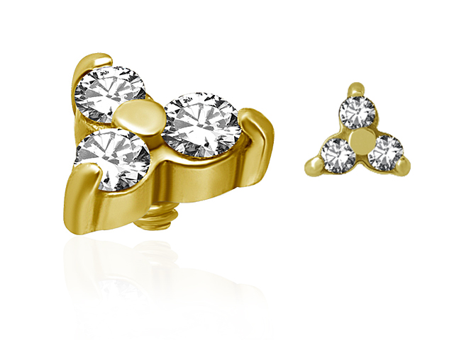 GOLD PVD MICRO TRINITY ATT. SET W. SWAROVSKI® ZIRCONIA (FOR 1.2