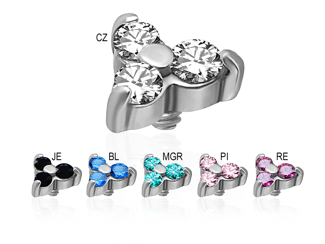 SS316L MICRO TRINITY ATTACHMENT SET W. SWAROVSKI® ZIRCONIA (FOR