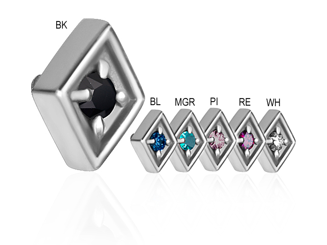 SS316L MICRO SQUARE ATTACHMENT SET W. SWAROVSKI® ZIRCONIA (FOR 1