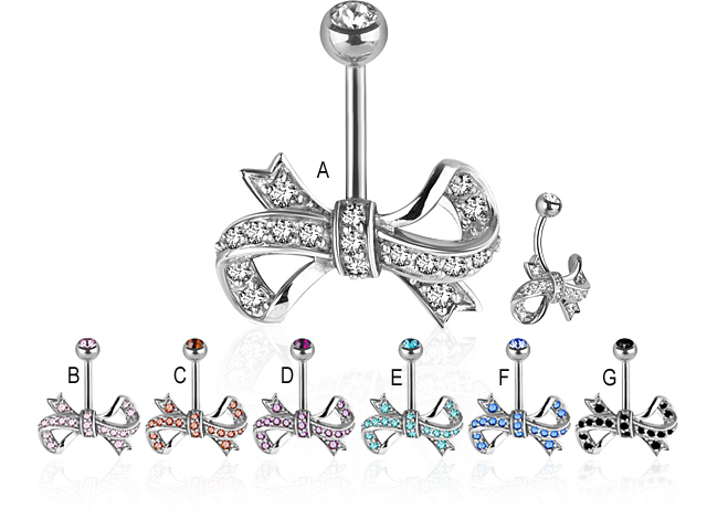 SS316L BOW BANANA SET WITH SWAROVSKI® ZIRCONIA