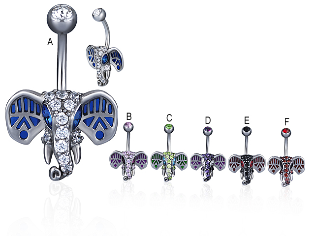 SS316L ELEPHANT BANANA SET WITH SWAROVSKI® ZIRCONIA