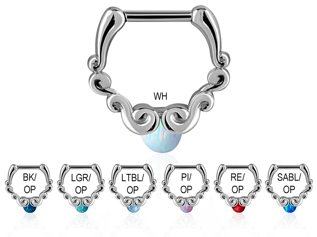 SS316L CASTING JEWELLED SEPTUM CLICKER  (OPAL BALL)