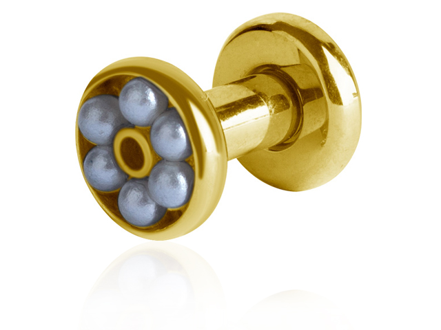 GOLD PVD SS316L PEARLS FLESH TUNNELS
