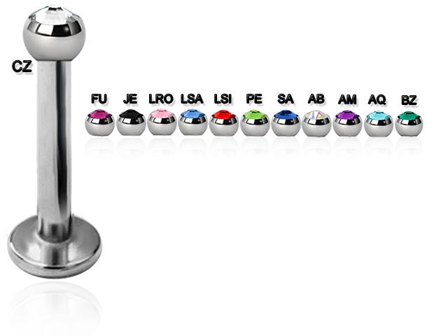 JEWELLED TITANIUM MICROLABRETS (WITH 03MM DISC)