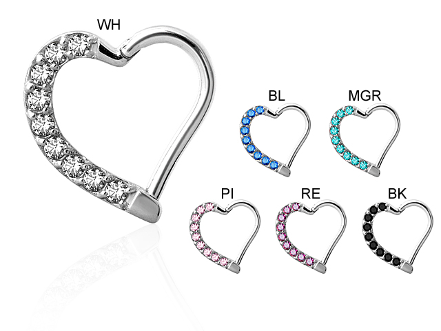 SS316L HINGED HEART RING (PAVE SETTING) SWAROVSKI-GEMS® - LEFT
