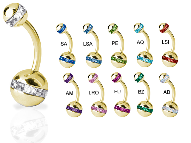 GOLD PVD STEEL JEWLD CRY. ORBIT BALL BANANA(5/8MM,GLOSS FINISH)