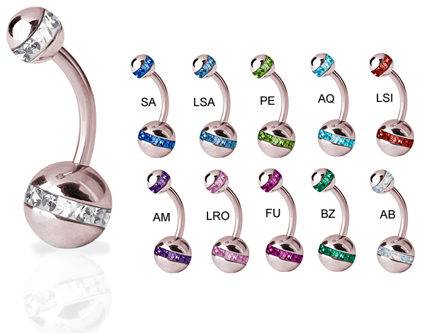 ROSE GOLD PVD STEEL CRYS. ORBIT BALL BANANA(5/8MM,GLOSS FINISH)