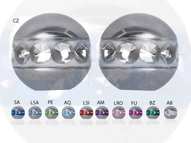 SS316L CASTING JEWELLED CRYSTAL MICRO ORBIT BALLS (16GA)