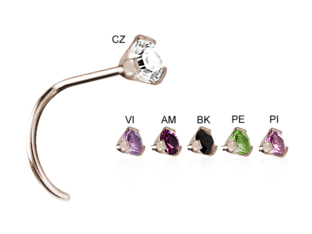 ROSE GOLD PVD SS316L NOSESTUDS WITH CUBIC ZIRCONIA SETTING