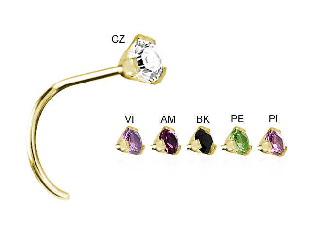 GOLD PVD SS316L NOSESTUDS WITH CUBIC ZIRCONIA SETTING