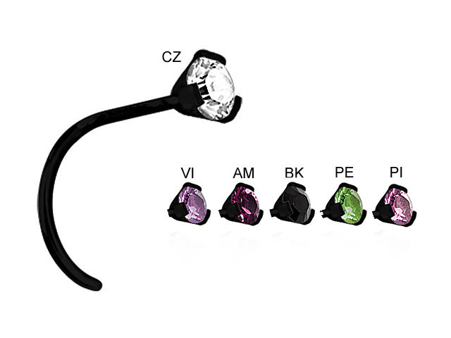 BLACK PVD STEEL NOSESTUDS WITH CUBIC ZIRCONIA SETTING