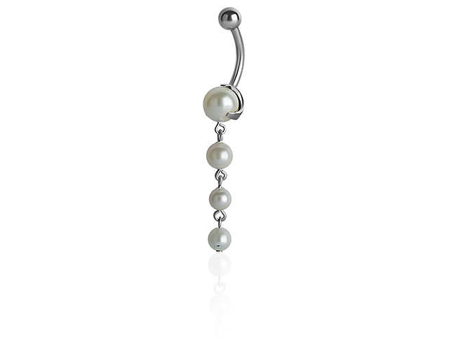 SS316L DANGLE BANANA WITH 8MM ROUND SWAROVSKI® PEARL (PRONG SET)