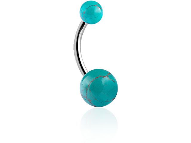 SS316L BANANA WITH DOUBLE CREATED GEMS BALLS (8/5MM  14GA)