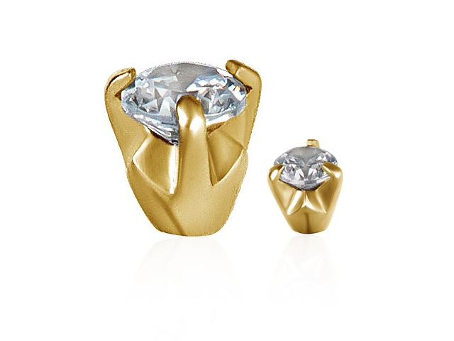 GOLD PVD BALL WITH ROUND CUBIC ZIRCONIA (5MM PRONG SET)