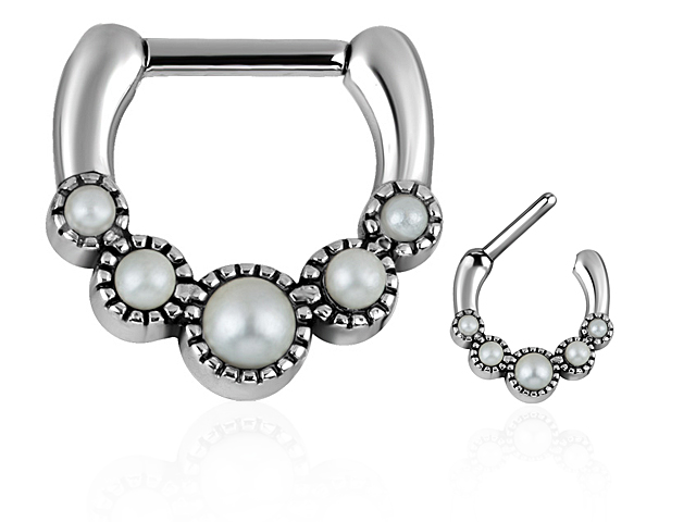 SS316L SEPTUM WITH PEARL SETTING GRADUATED SIZE