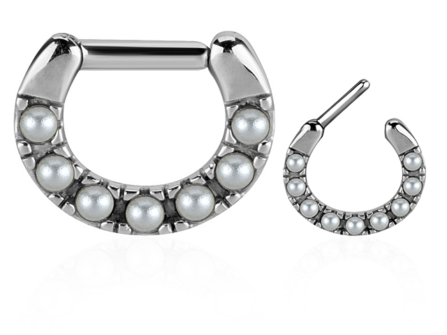 SS316L SEPTUM WITH PEARL PRONG SETTING