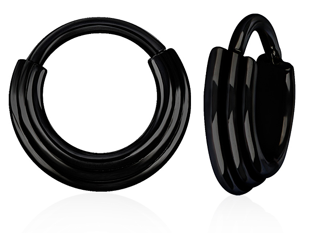 BLACK STEEL PVD HINGED RING(3 RINGS CONCAVE SHAPE)