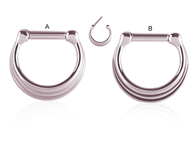 ROSE GOLD STEEL PVD SEPTUM CLICKER (3 RINGS CONCAVE SHAPE)
