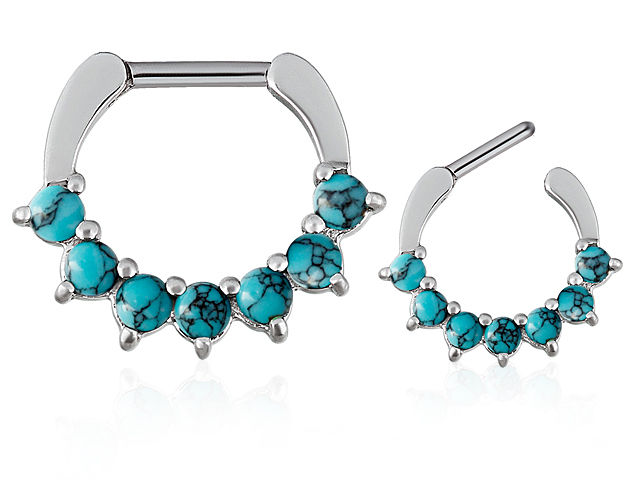 SS316L JEWELLED SEPTUM CLICKER W. CERATED GEMS(1.2,1.6x08MM)-SET