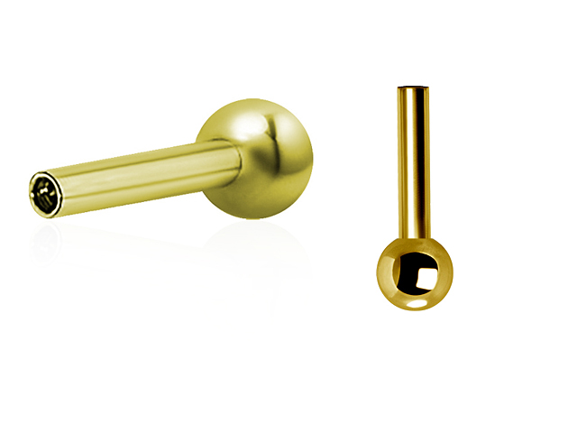 GOLD PVD SS316L ONE SIDE INTERNAL MICRO BARBELLS PINS (0.8mm INT