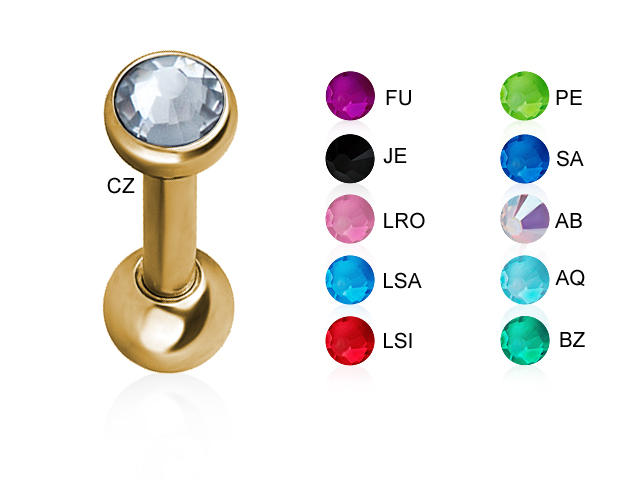 SS316L GOLD PVD STEEL JEWELLED MICRO BARBELLS