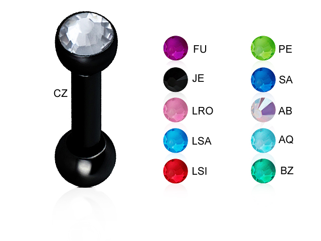 SS316L BLACK STEEL JEWELLED MICRO BARBELLS