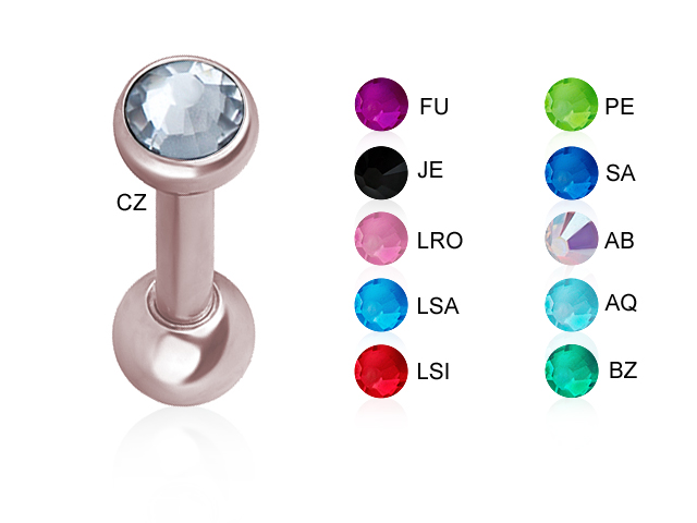 SS316L ROSE GOLD STEEL JEWELLED MICRO BARBELLS