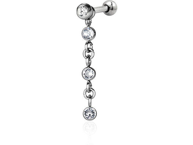316L JEWELLED BARBELLS CHARMS (3bezels)