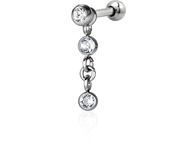 316L JEWELLED BARBELLS CHARMS (2bezels)