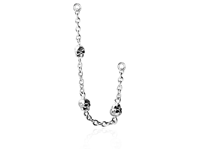 SS316L THREE SKULLS CHAIN (6.5cm LONG) FOR MICRO BARBELLS