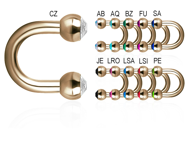 ROSE GOLD PVD STEEL DOUBLE JEWELLED MICRO U SHAPE BARBELL