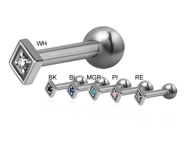 SS316L ONE SIDE INT. THR. MICRO BARBELLS (SQUARE) (0.8mm INT.)