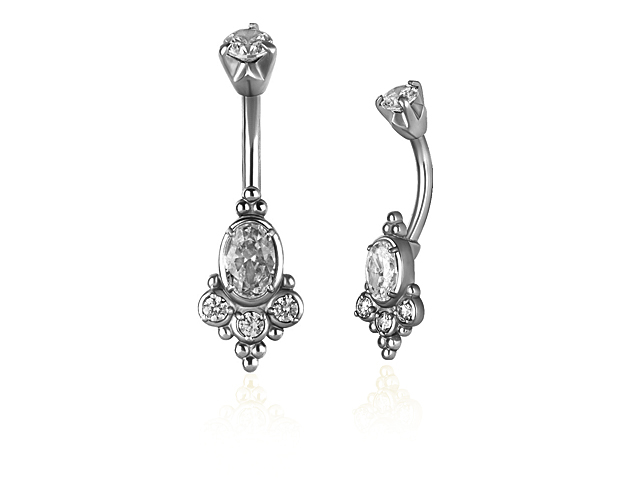 SS316L TRIBAL DOUBLE JEWELLED BANANA SET WITH CUBIC ZIRCONIA