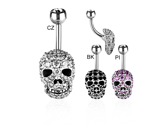 316L SKULL BANANA (NORMAL CUBIC PAVE' SETTING)