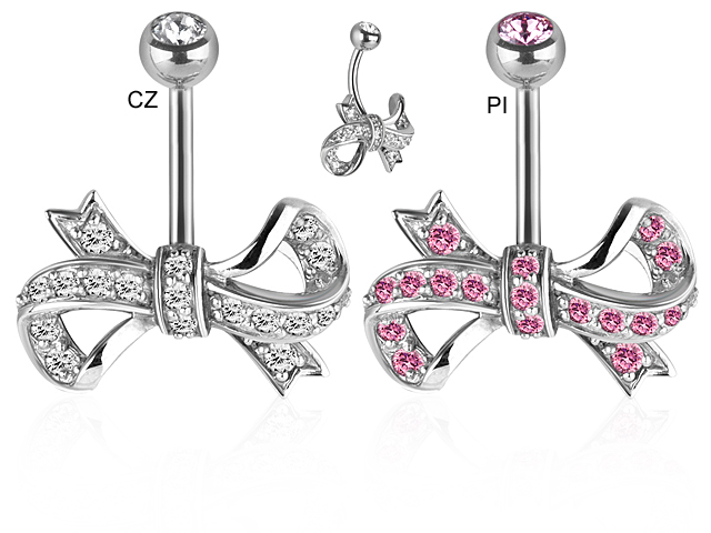 SS316L CUBIC ZIRCONIA BOW BANANA  (SETTING)