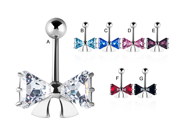 BOW BANANA  w. TRINAGLE CRYSTALS (PRONG SETTING)