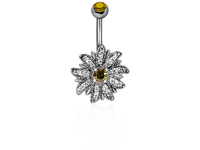 TITANIUM EDELWEISS BANANA SET WITH SWAROVSKI® ZIRCONIA