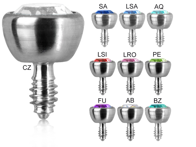 JEWELLED STEEL BALL FOR INTERNALLY THREADED MICRO LABRET