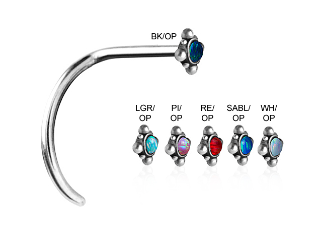 SS316L STEEL CASTING CURVED  NOSE STUD (TRIBAL OPAL) - PIGTAIL