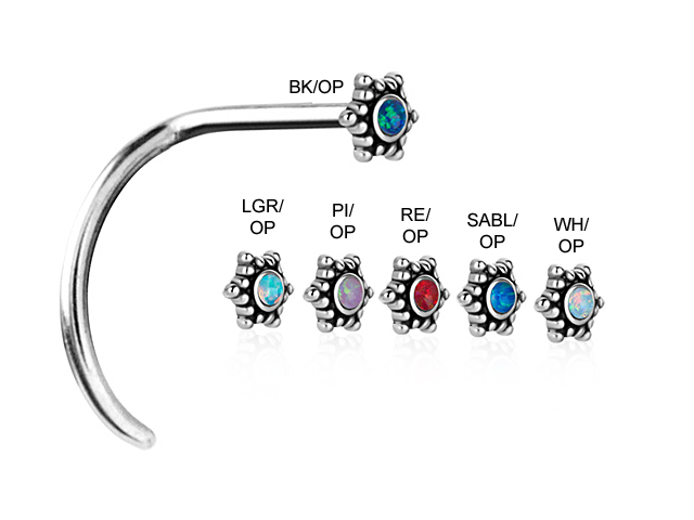 SS316L STEEL CASTING CURVED  NOSE STUD (TRIBAL OPAL) - PIGTAIL