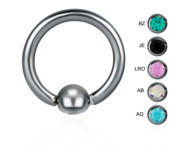 SS316L ANNEALED JEWELLED BALL CLOSURE RING - FIXED (TOP)