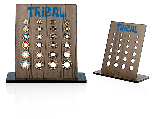 VENEER WOOD & ACRYLIC  STAND FOR 24PCS FLESH TUNNELS (06-16MM)