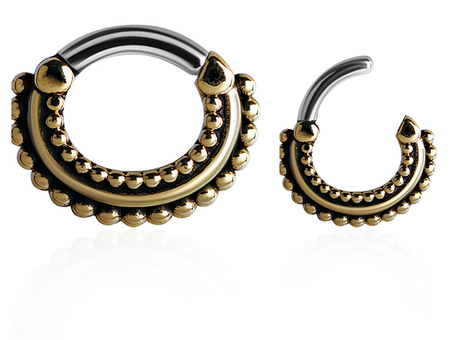 TRIBAL BRASS SEPTUM CLICKER W. CURVED SS316L BAR