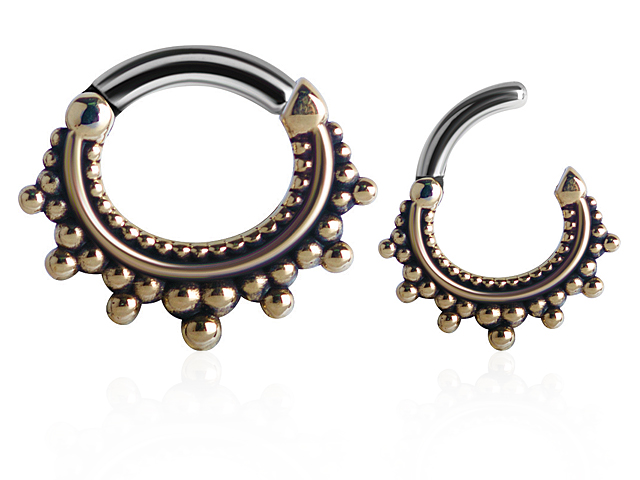 TRIBAL BRASS SEPTUM CLICKER W. CURVED SS316L BAR