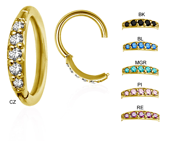 GOLD PVD JEWELLED HINGED RING SET W. SWAROVSKI® ZIRCONIA