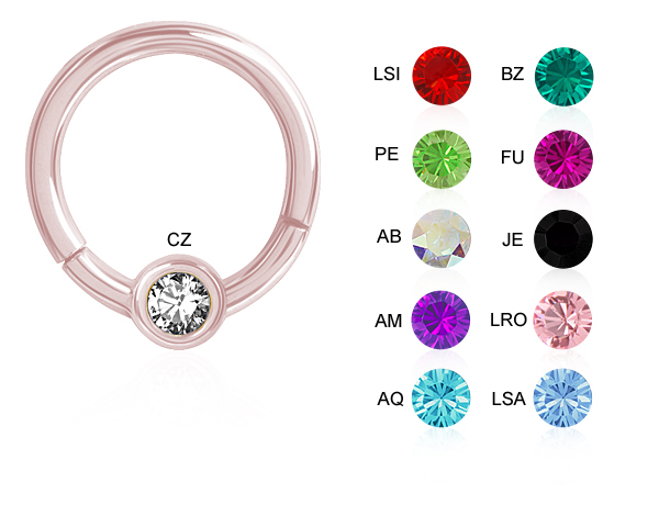 ROSE GOLD PVD STEEL JEWELLED  DISC HINGED SEGMENT RING