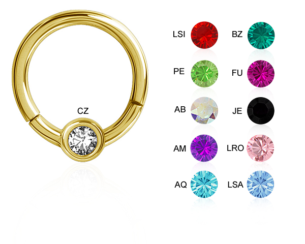 GOLD PVD STEEL JEWELLED  DISC HINGED SEGMENT RING