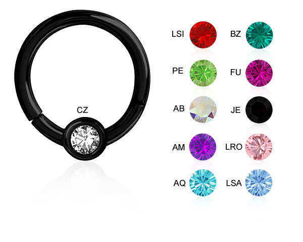 BLACK STEEL JEWELLED  DISC HINGED SEGMENT RING