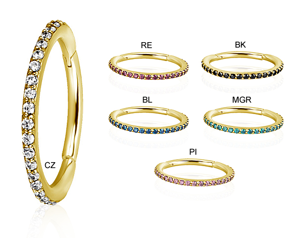 GOLD PVD HINGED CONCH RING SET W. SWAROVSKI® ZIRCONIA (1.2x11,12